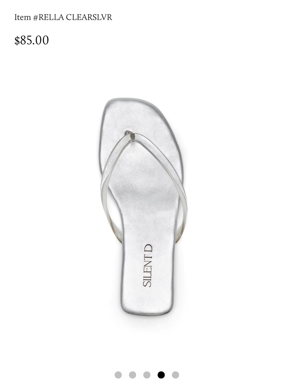 Silent D Rella Silver Square-Toe Flip Flop